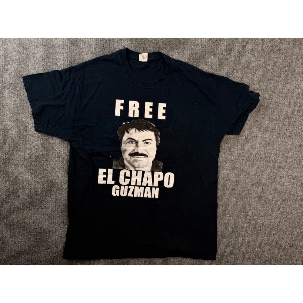 Gildan Free El Chapo Guzman Graphic Tee Shirt Mens Large Black Cotton Streetwear